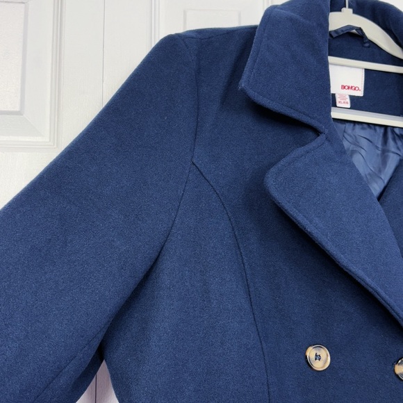 NWT Bongo Juniors' XL Preppy Navy Blue Double-Breasted Peacoat Jacket - Picture 6 of 16